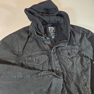 Fox Racing Jacket Denim Hoodie Created To Destroy Black Size Large